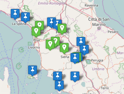 Carte touristique de la Toscane